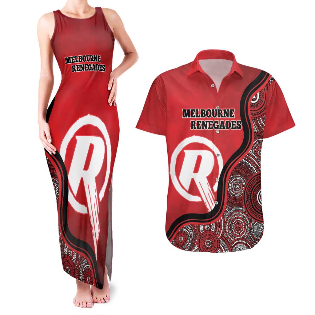 Custom Melbourne Renegades Couples Matching Tank Maxi Dress and Hawaiian Shirt Indigenous Art - Grunge Style