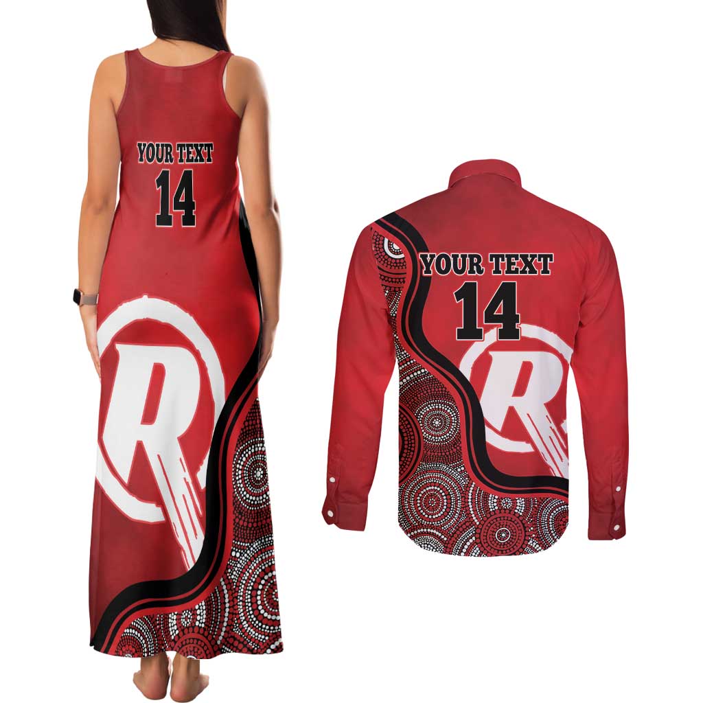 Custom Melbourne Renegades Couples Matching Tank Maxi Dress and Long Sleeve Button Shirt Indigenous Art - Grunge Style