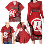 Custom Melbourne Renegades Family Matching Long Sleeve Bodycon Dress and Hawaiian Shirt Indigenous Art - Grunge Style