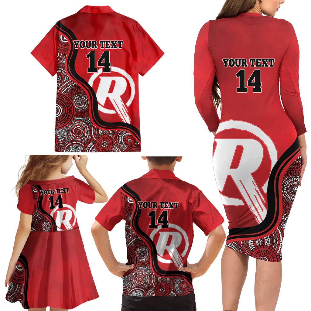 Custom Melbourne Renegades Family Matching Long Sleeve Bodycon Dress and Hawaiian Shirt Indigenous Art - Grunge Style