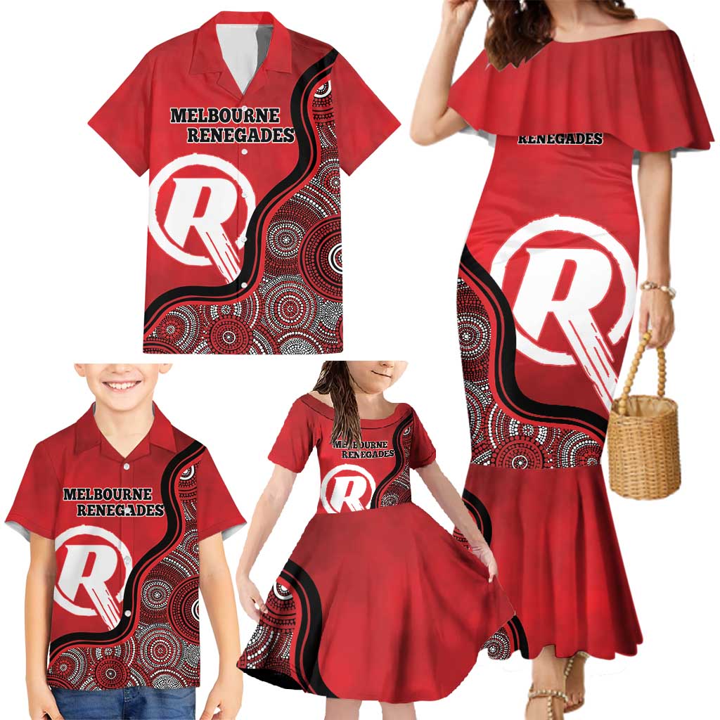 Custom Melbourne Renegades Family Matching Mermaid Dress and Hawaiian Shirt Indigenous Art - Grunge Style