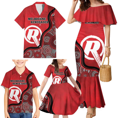 Custom Melbourne Renegades Family Matching Mermaid Dress and Hawaiian Shirt Indigenous Art - Grunge Style