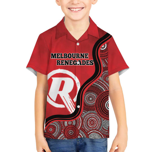 Custom Melbourne Renegades Family Matching Off The Shoulder Long Sleeve Dress and Hawaiian Shirt Indigenous Art - Grunge Style