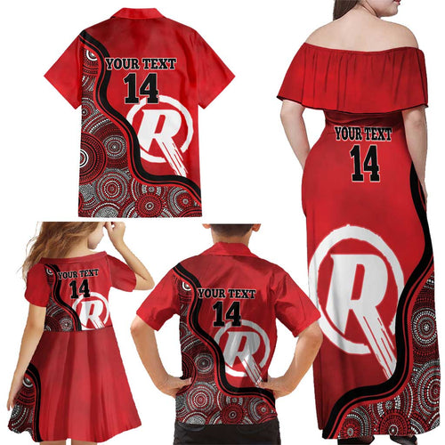 Custom Melbourne Renegades Family Matching Off Shoulder Maxi Dress and Hawaiian Shirt Indigenous Art - Grunge Style