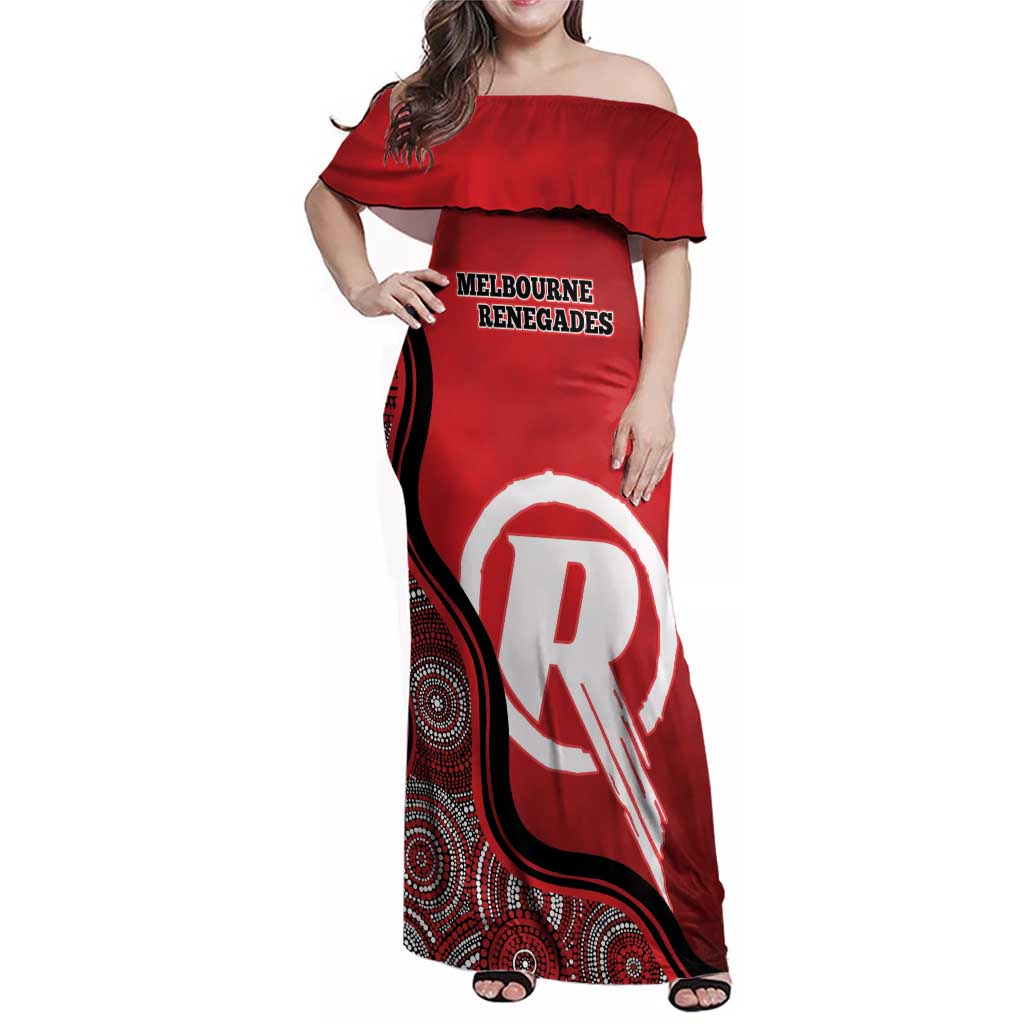 Custom Melbourne Renegades Family Matching Off Shoulder Maxi Dress and Hawaiian Shirt Indigenous Art - Grunge Style