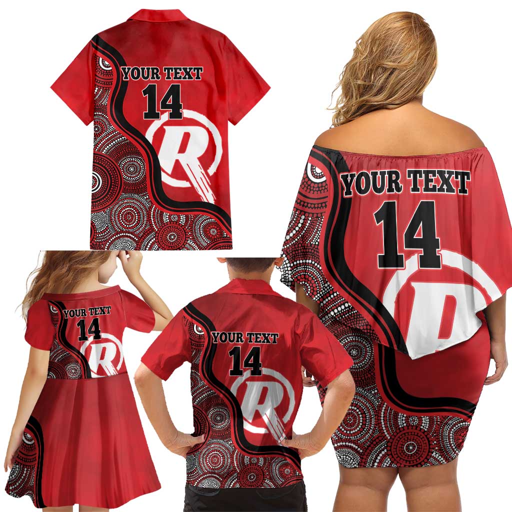 Custom Melbourne Renegades Family Matching Off Shoulder Short Dress and Hawaiian Shirt Indigenous Art - Grunge Style