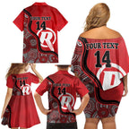Custom Melbourne Renegades Family Matching Off Shoulder Short Dress and Hawaiian Shirt Indigenous Art - Grunge Style