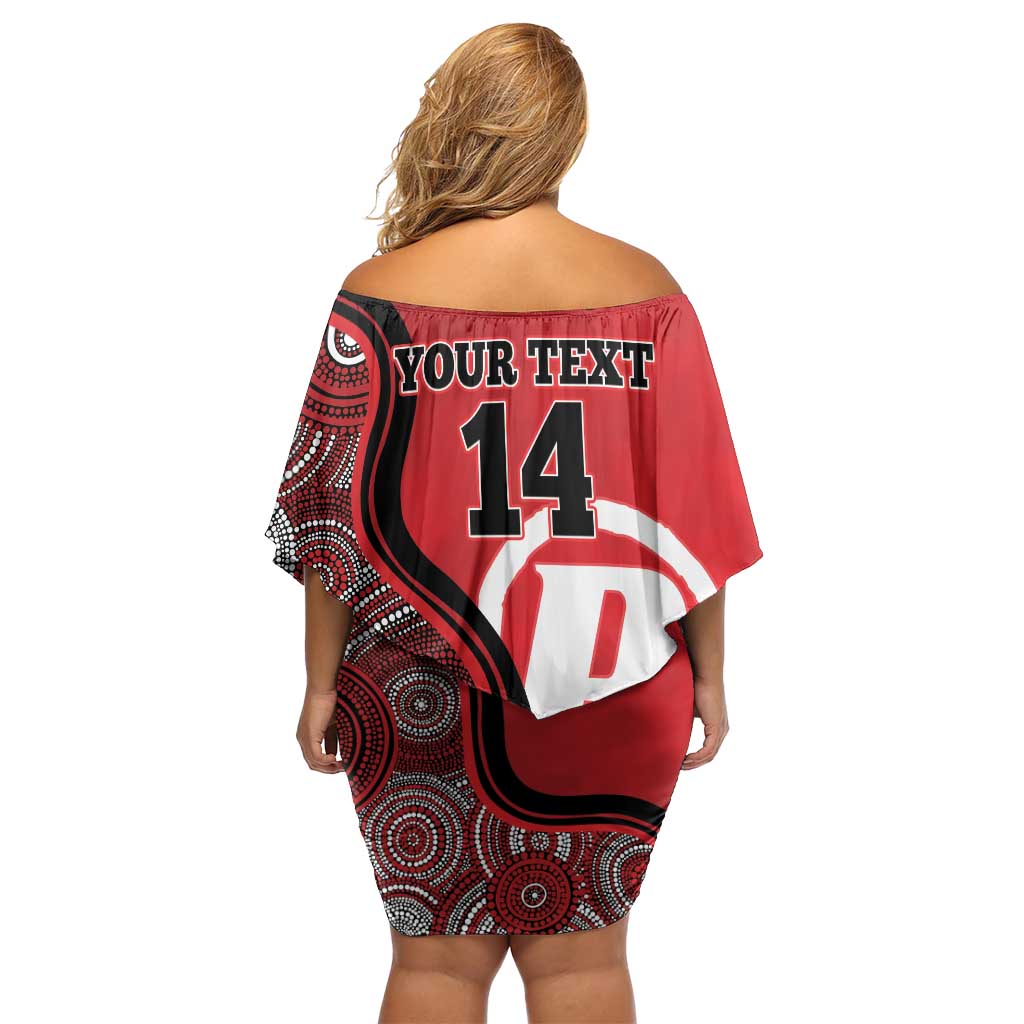 Custom Melbourne Renegades Family Matching Off Shoulder Short Dress and Hawaiian Shirt Indigenous Art - Grunge Style