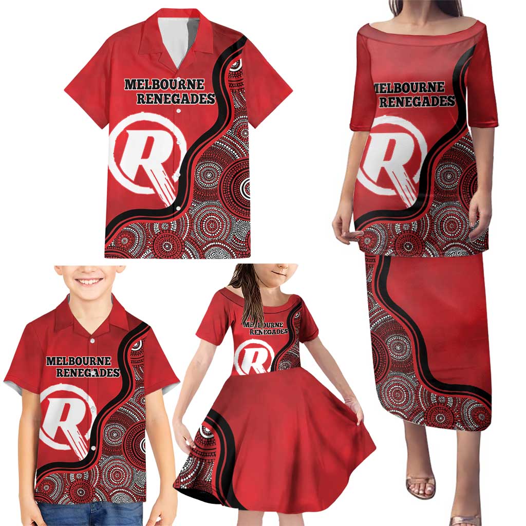 Custom Melbourne Renegades Family Matching Puletasi and Hawaiian Shirt Indigenous Art - Grunge Style