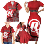 Custom Melbourne Renegades Family Matching Short Sleeve Bodycon Dress and Hawaiian Shirt Indigenous Art - Grunge Style