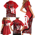Custom Melbourne Renegades Family Matching Short Sleeve Bodycon Dress and Hawaiian Shirt Indigenous Art - Grunge Style