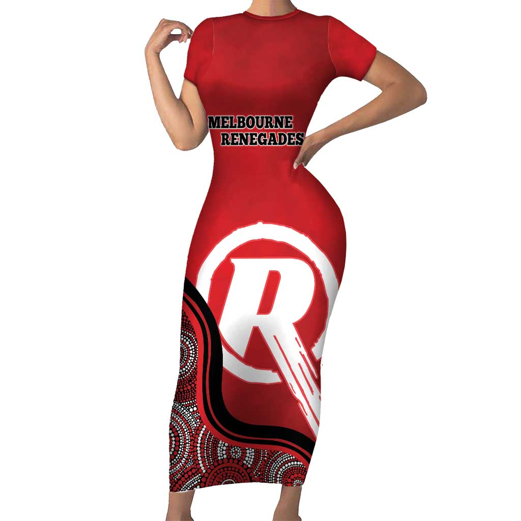 Custom Melbourne Renegades Family Matching Short Sleeve Bodycon Dress and Hawaiian Shirt Indigenous Art - Grunge Style