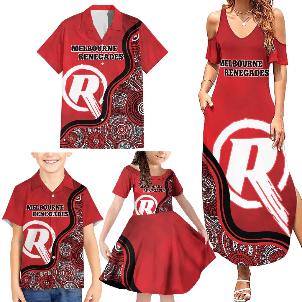 Custom Melbourne Renegades Family Matching Summer Maxi Dress and Hawaiian Shirt Indigenous Art - Grunge Style