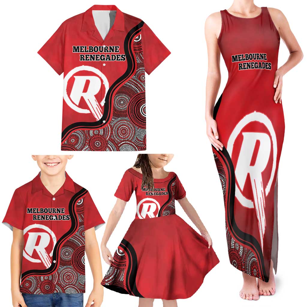 Custom Melbourne Renegades Family Matching Tank Maxi Dress and Hawaiian Shirt Indigenous Art - Grunge Style