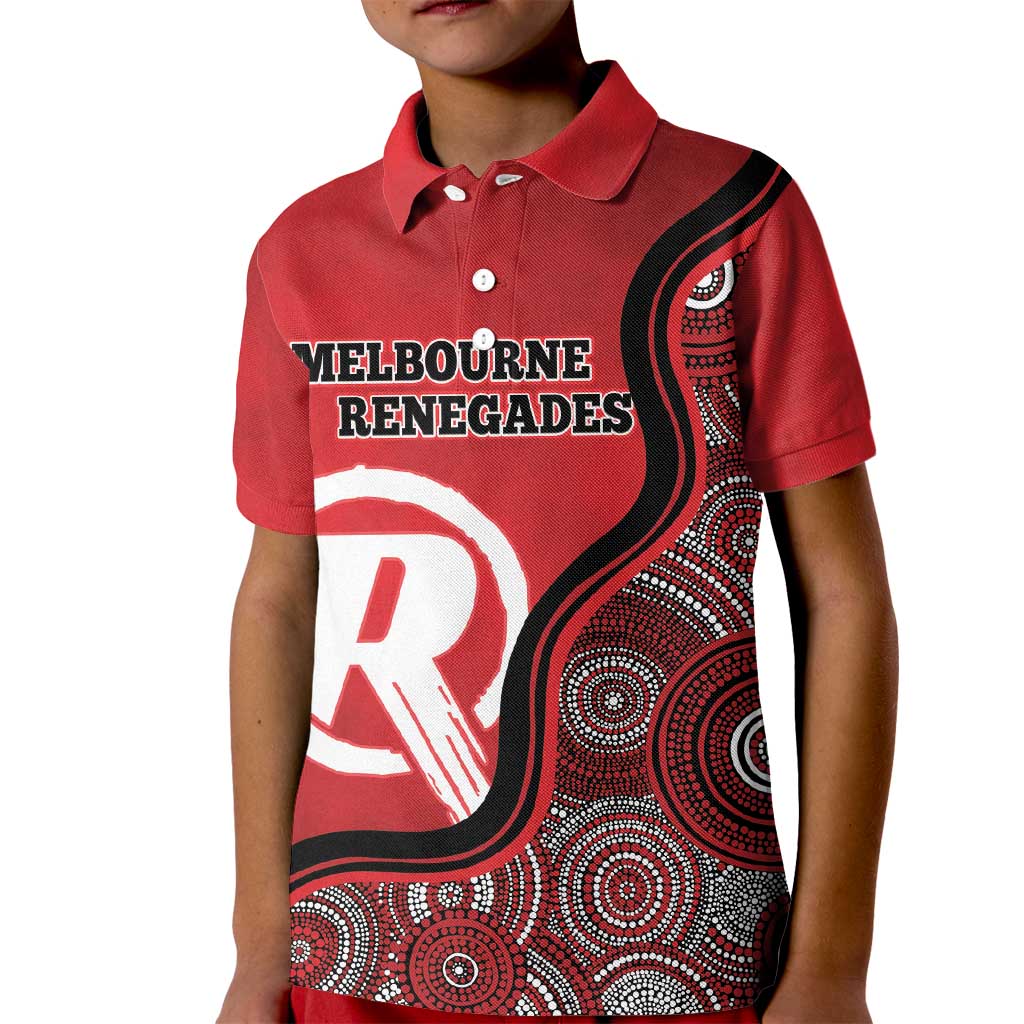 Custom Melbourne Renegades Kid Polo Shirt Indigenous Art - Grunge Style