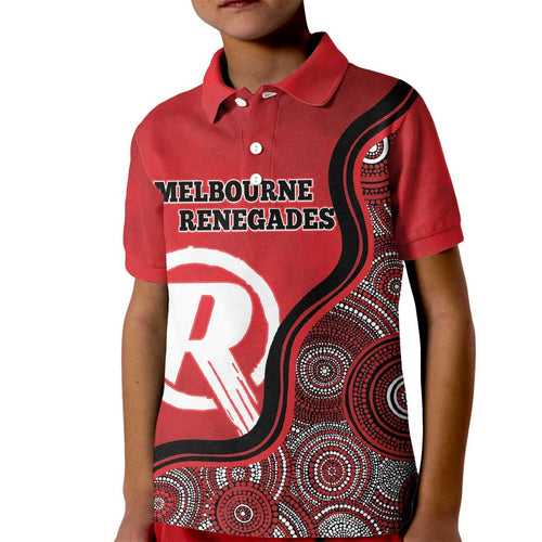 Custom Melbourne Renegades Kid Polo Shirt Indigenous Art - Grunge Style