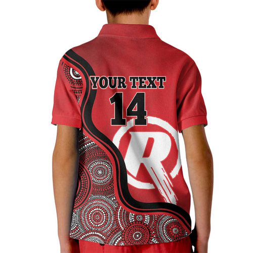 Custom Melbourne Renegades Kid Polo Shirt Indigenous Art - Grunge Style