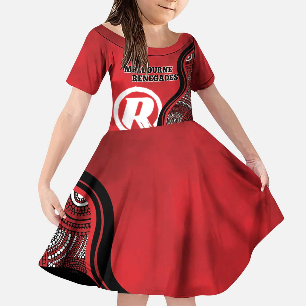 Custom Melbourne Renegades Kid Short Sleeve Dress Indigenous Art - Grunge Style