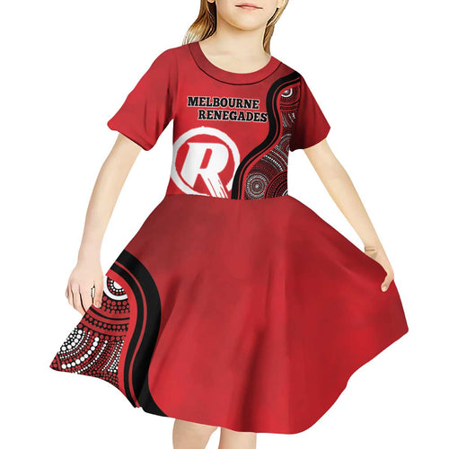 Custom Melbourne Renegades Kid Short Sleeve Dress Indigenous Art - Grunge Style