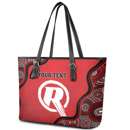 Custom Melbourne Renegades Leather Tote Bag Indigenous Art - Grunge Style