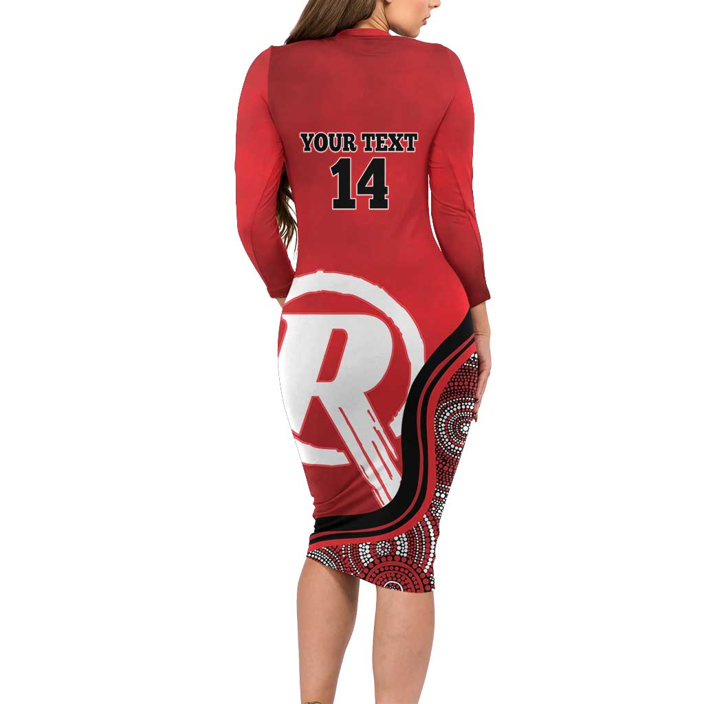 Custom Melbourne Renegades Long Sleeve Bodycon Dress Indigenous Art - Grunge Style