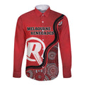 Custom Melbourne Renegades Long Sleeve Button Shirt Indigenous Art - Grunge Style