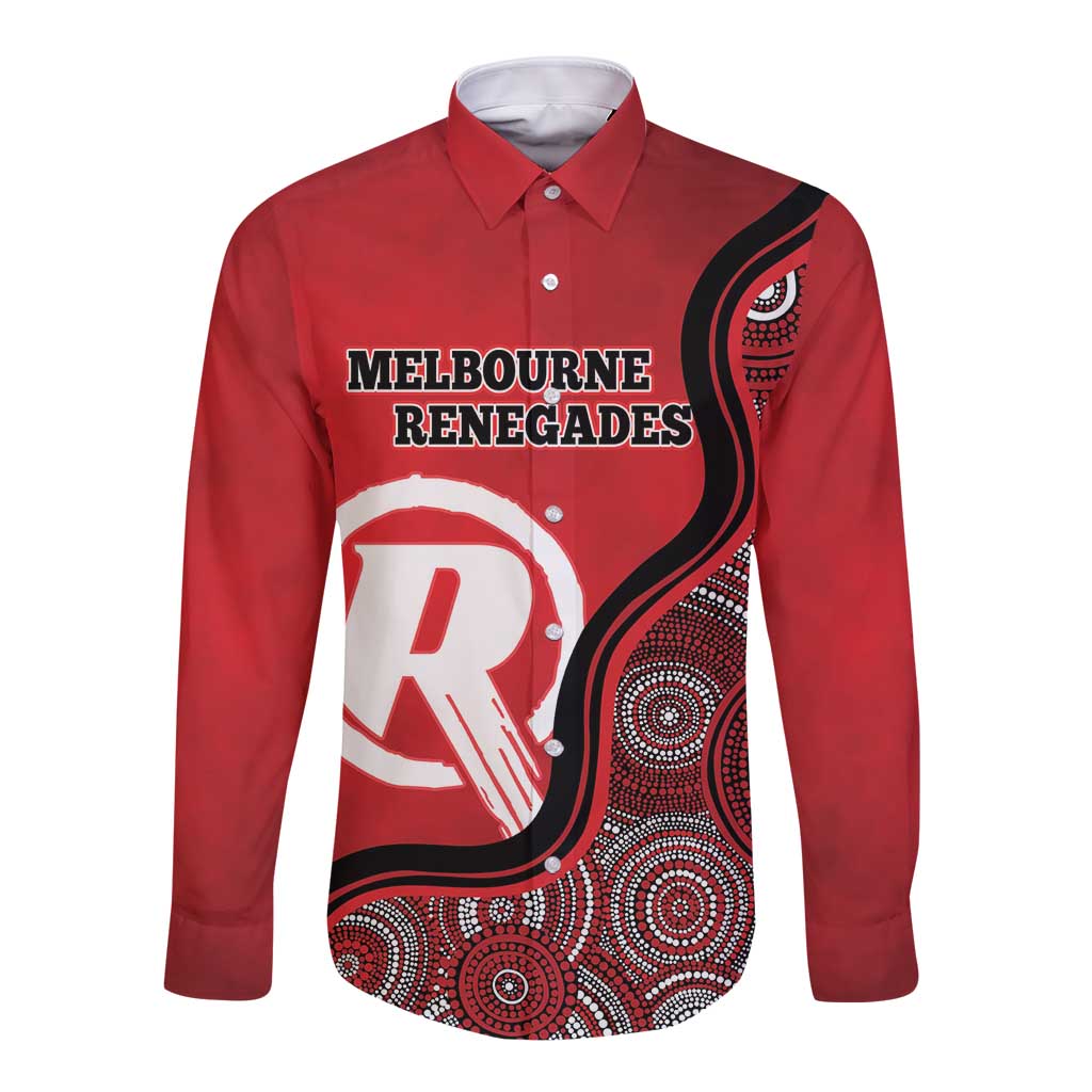 Custom Melbourne Renegades Long Sleeve Button Shirt Indigenous Art - Grunge Style