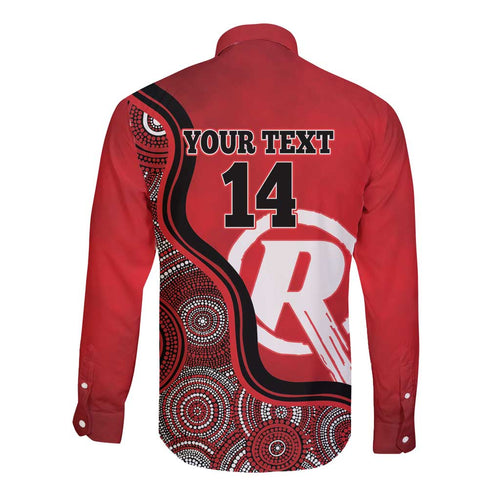 Custom Melbourne Renegades Long Sleeve Button Shirt Indigenous Art - Grunge Style