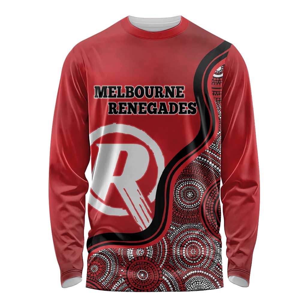 Custom Melbourne Renegades Long Sleeve Shirt Indigenous Art - Grunge Style