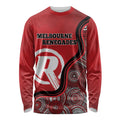 Custom Melbourne Renegades Long Sleeve Shirt Indigenous Art - Grunge Style