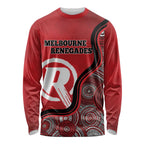 Custom Melbourne Renegades Long Sleeve Shirt Indigenous Art - Grunge Style