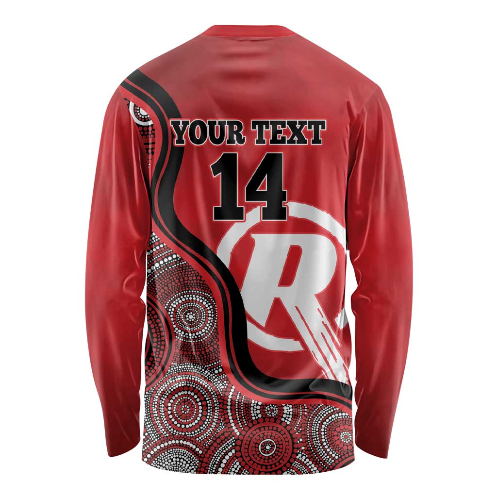 Custom Melbourne Renegades Long Sleeve Shirt Indigenous Art - Grunge Style