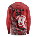 Custom Melbourne Renegades Long Sleeve Shirt Indigenous Art - Grunge Style