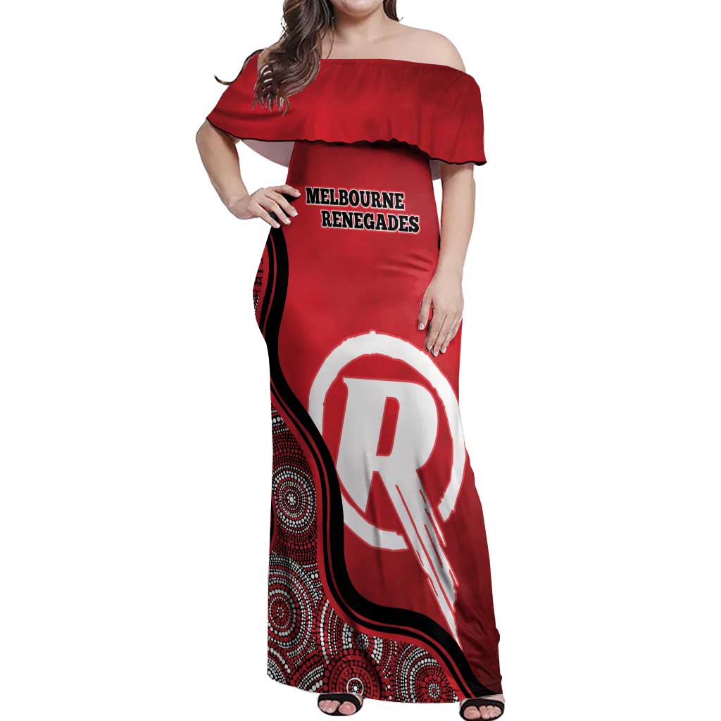 Custom Melbourne Renegades Off Shoulder Maxi Dress Indigenous Art - Grunge Style