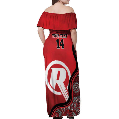 Custom Melbourne Renegades Off Shoulder Maxi Dress Indigenous Art - Grunge Style