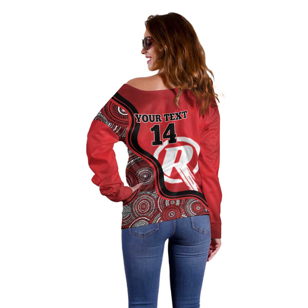 Custom Melbourne Renegades Off Shoulder Sweater Indigenous Art - Grunge Style