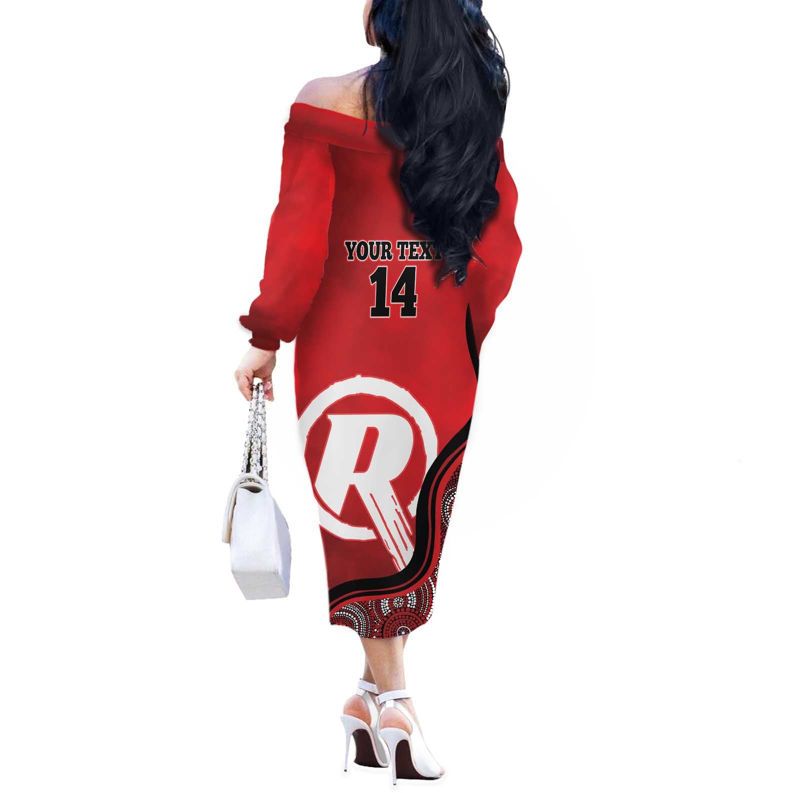 Custom Melbourne Renegades Off The Shoulder Long Sleeve Dress Indigenous Art - Grunge Style