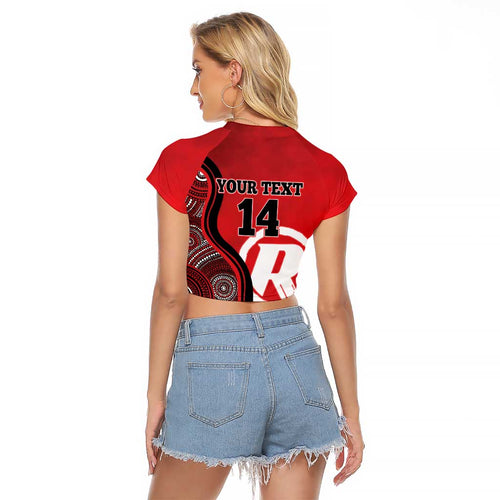 Custom Melbourne Renegades Raglan Cropped T Shirt Indigenous Art - Grunge Style