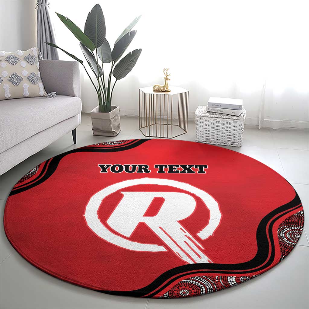 Custom Melbourne Renegades Round Carpet Indigenous Art - Grunge Style