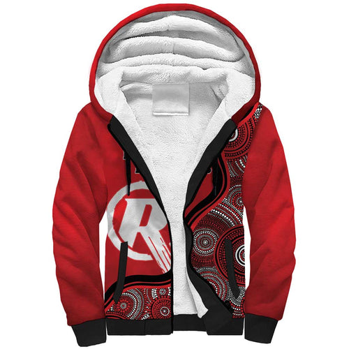 Custom Melbourne Renegades Sherpa Hoodie Indigenous Art - Grunge Style
