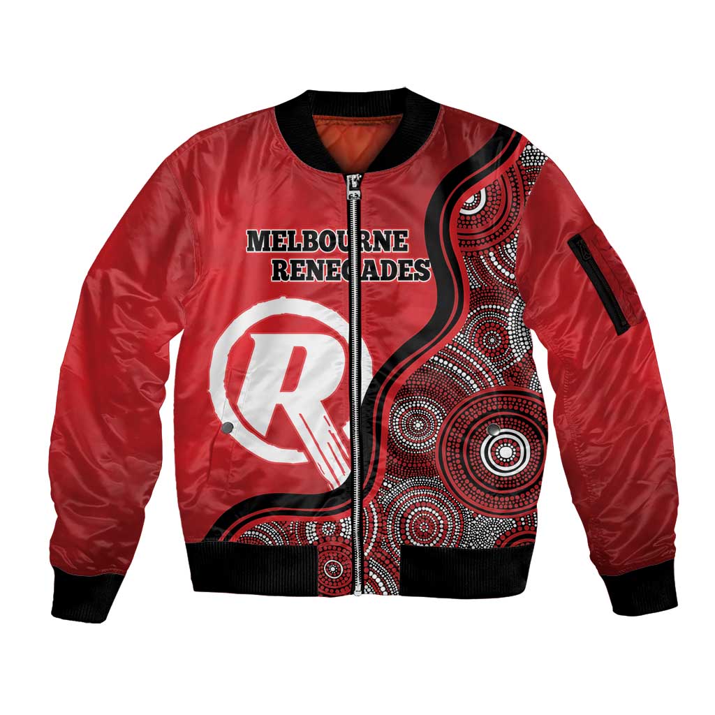 Custom Melbourne Renegades Sleeve Zip Bomber Jacket Indigenous Art - Grunge Style
