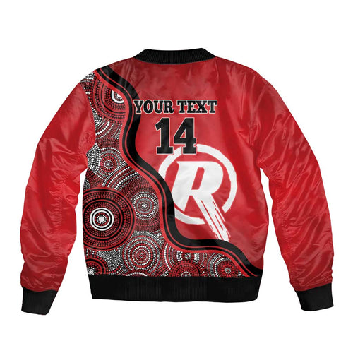 Custom Melbourne Renegades Sleeve Zip Bomber Jacket Indigenous Art - Grunge Style