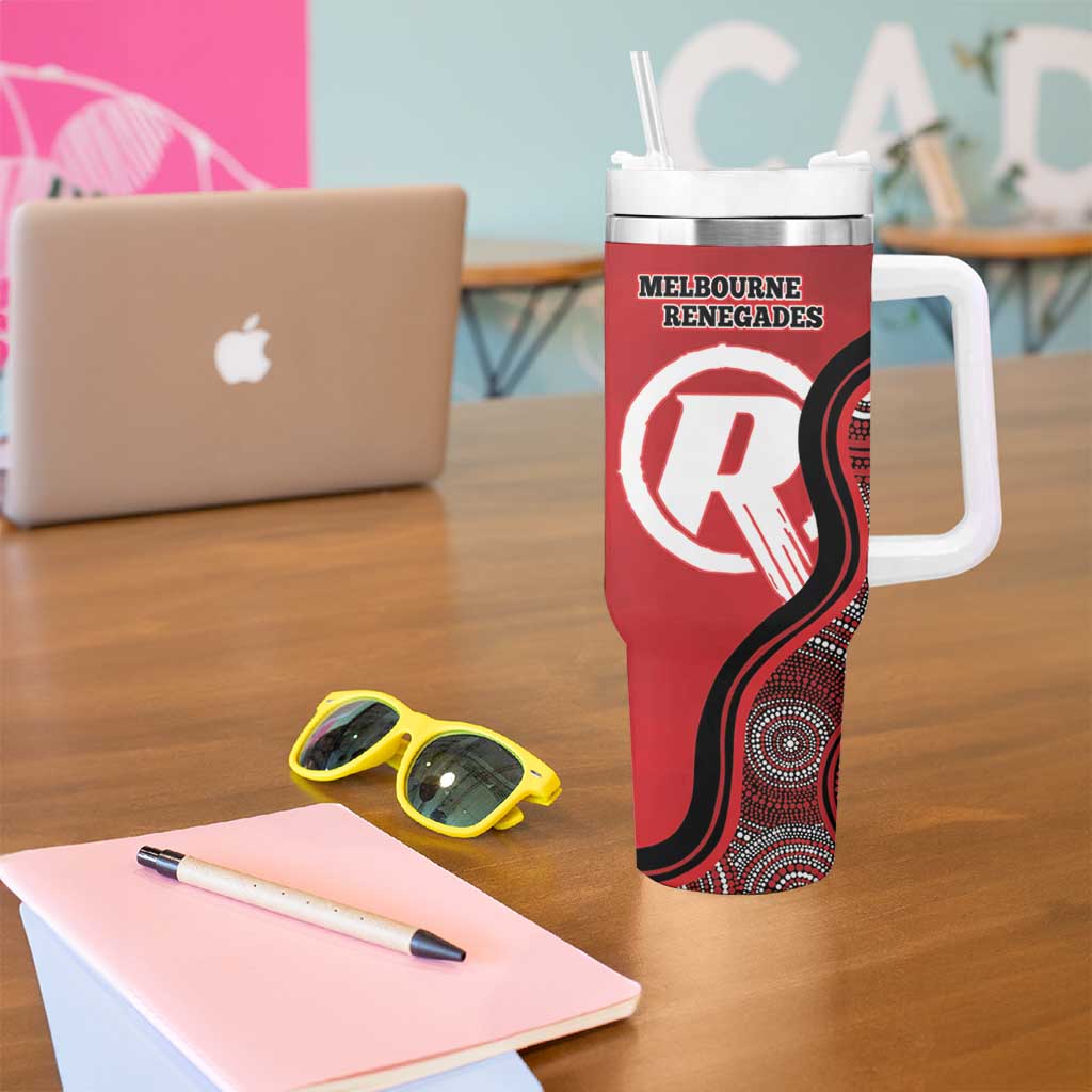 Custom Melbourne Renegades Tumbler With Handle Indigenous Art - Grunge Style