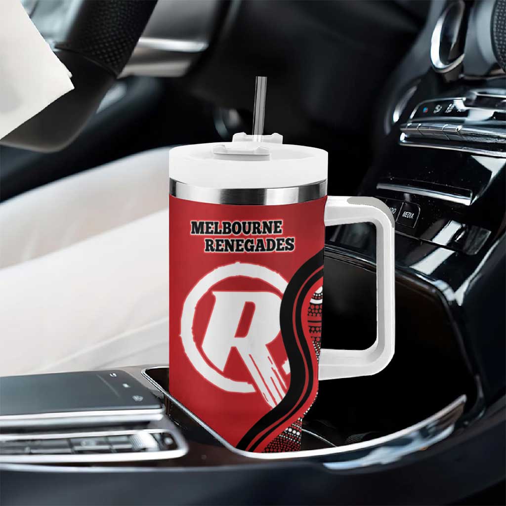 Custom Melbourne Renegades Tumbler With Handle Indigenous Art - Grunge Style