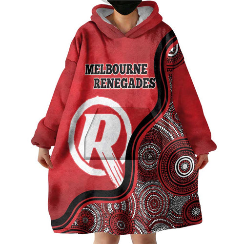 Custom Melbourne Renegades Wearable Blanket Hoodie Indigenous Art - Grunge Style