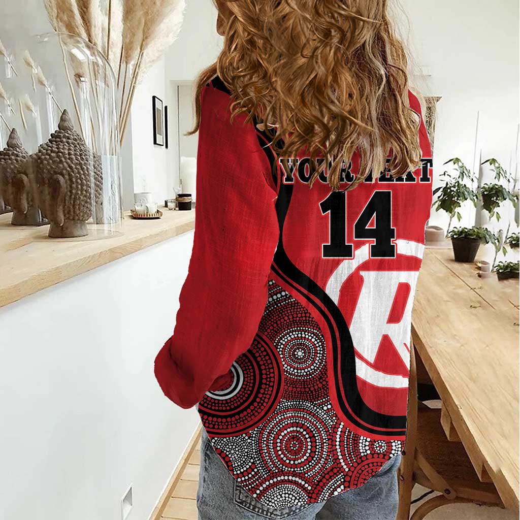 Custom Melbourne Renegades Women Casual Shirt Indigenous Art - Grunge Style