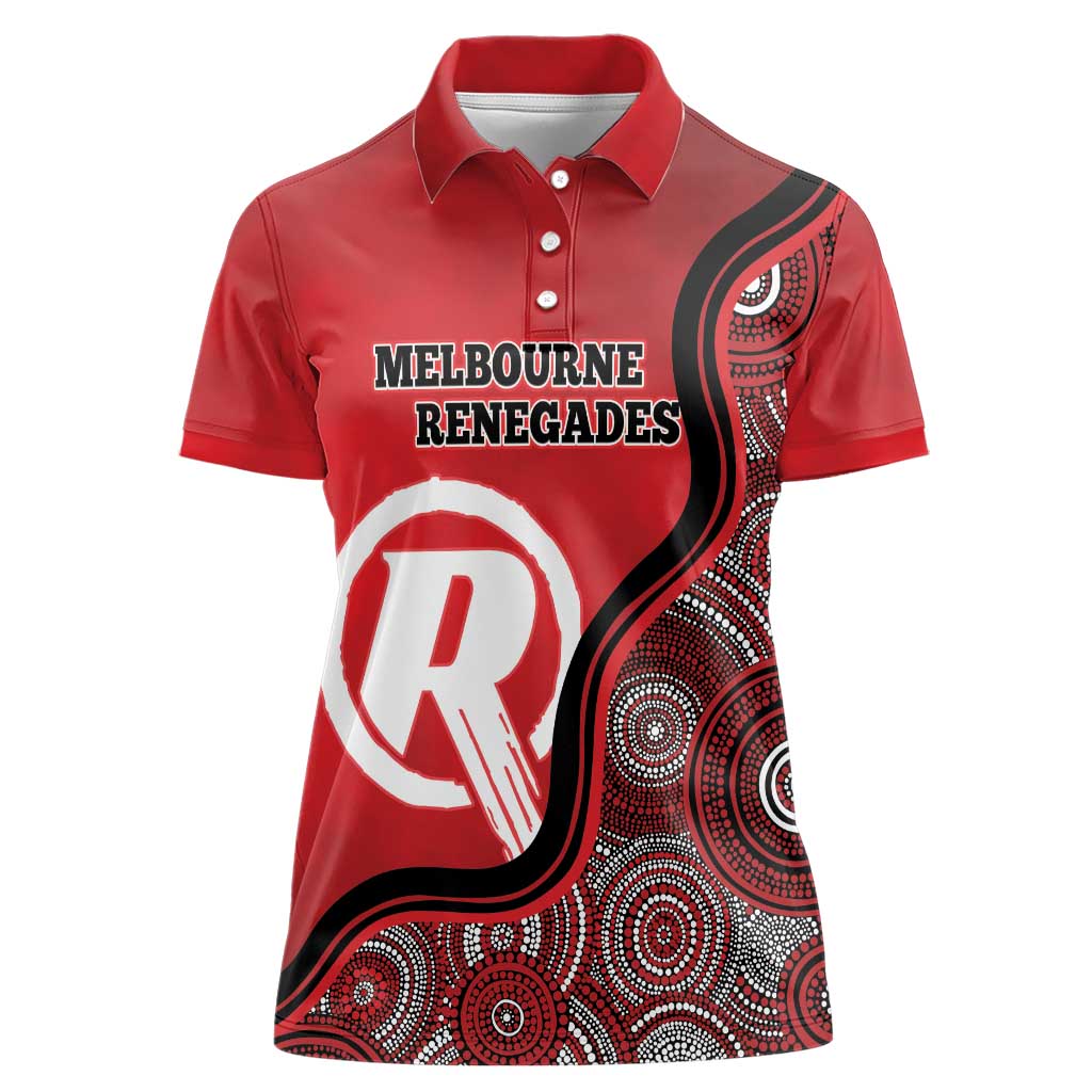 Custom Melbourne Renegades Women Polo Shirt Indigenous Art - Grunge Style