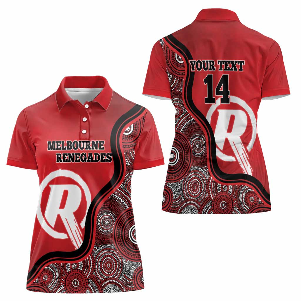 Custom Melbourne Renegades Women Polo Shirt Indigenous Art - Grunge Style