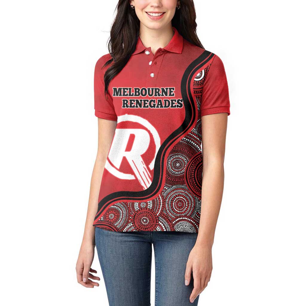 Custom Melbourne Renegades Women Polo Shirt Indigenous Art - Grunge Style