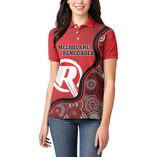 Custom Melbourne Renegades Women Polo Shirt Indigenous Art - Grunge Style